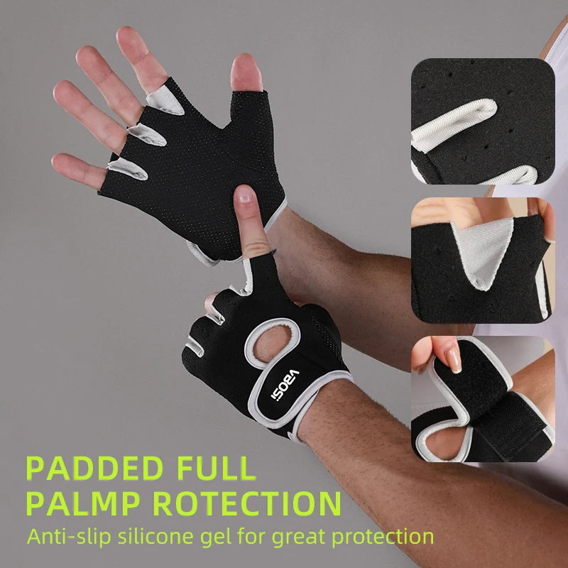 VBOSi Breathable Half Finger Gloves for Gym Exercise Cycling with Anti-slip Dots Palm Protection