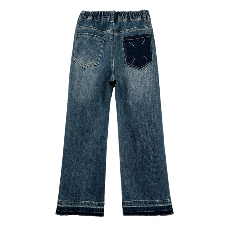 Girls Jeans Spring Autumn Loose Wide Leg Pants for Kids Casual All-match Teenage School Children Trousers 10 12 13 kids clothes