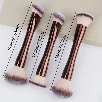 3 styles Double-headed Makeup Brush With Soft Bristles Foundation Brush Blush Brush BB Cream Makeup Brush Portable Makeup Tool