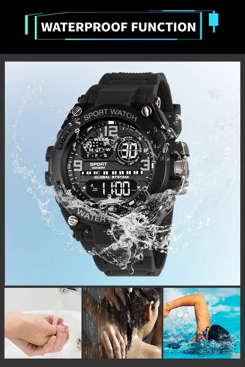 Fashion Sport Electronic Watch Waterproof Stopwatch Man Watches Luminous Alarm Clock Digital Wristwatch