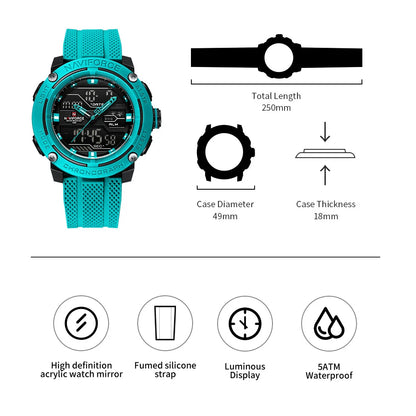 NAVIFORCE Luxury Watch Sport Waterproof Male Clock Date Digital Quartz Men Watch Double Display Wristwatch 2025 New reloj homb