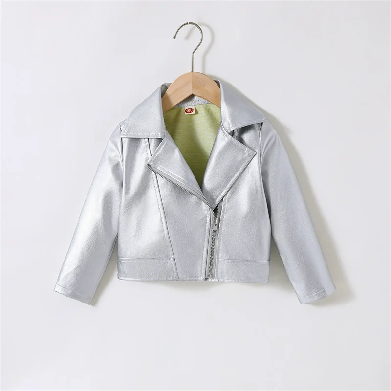 Girls Leather Jackets 2026 Spring Kids Cycling PU Leather Coats Autumn Children's Fashion Turn-down Clothing 2-6 Years Old