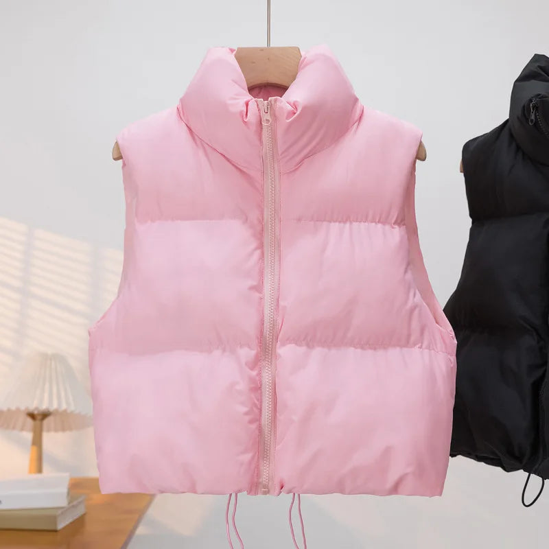 HLJ&GG Winter New Puffer Vest 3 Piece Sets Women Zipper Long Sleeve Top+Cotton Jacket+Legging Pants Outfits Casual Tracksuits BR