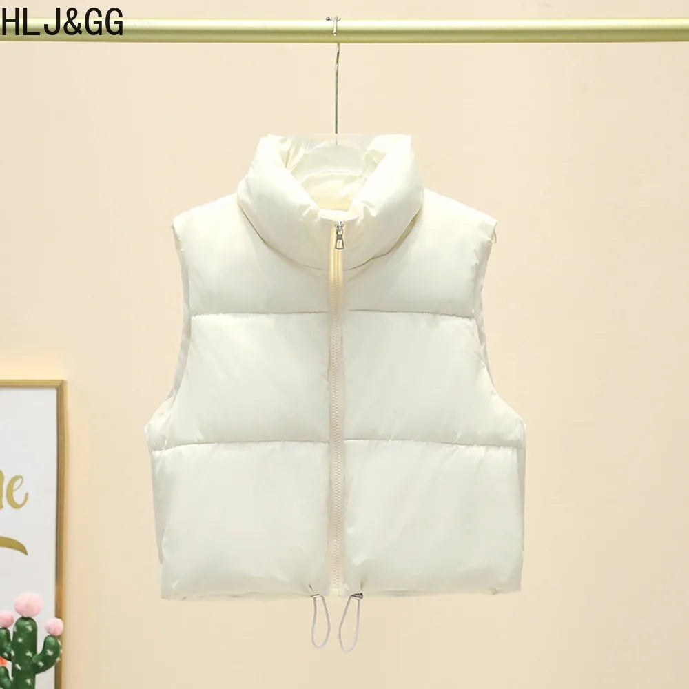 HLJ&GG Winter New Puffer Vest 3 Piece Sets Women Zipper Long Sleeve Top+Cotton Jacket+Legging Pants Outfits Casual Tracksuits BR