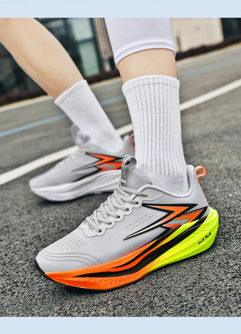 NEW Running Shoes Men Carbon Board Marathon Sports Breathable Lightweight Women's Comfortable Athletic Nonskid Sneakers Casual