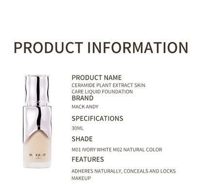 MACKANDY Natural Botanical Liquid Foundation Full Coverage Non-Greasy for Combo &Oily Skin Easy-to-apply Matte Finish Foundation