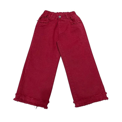 Girls Jeans Spring Autumn Loose Wide Leg Pants for Kids Casual All-match Teenage School Children Trousers 10 12 13 kids clothes