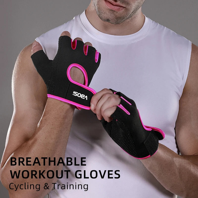 VBOSi Breathable Half Finger Gloves for Gym Exercise Cycling with Anti-slip Dots Palm Protection