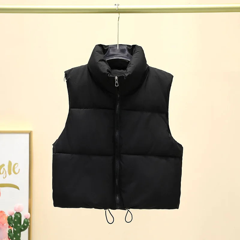 HLJ&GG Winter New Puffer Vest 3 Piece Sets Women Zipper Long Sleeve Top+Cotton Jacket+Legging Pants Outfits Casual Tracksuits BR
