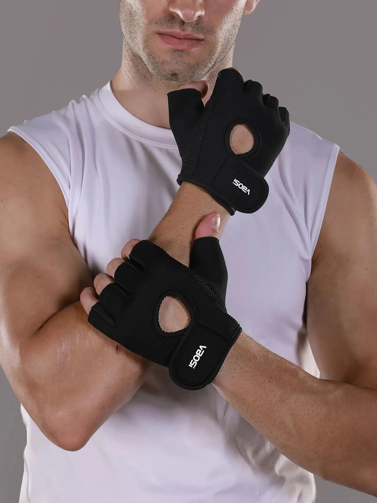 VBOSi Breathable Half Finger Gloves for Gym Exercise Cycling with Anti-slip Dots Palm Protection