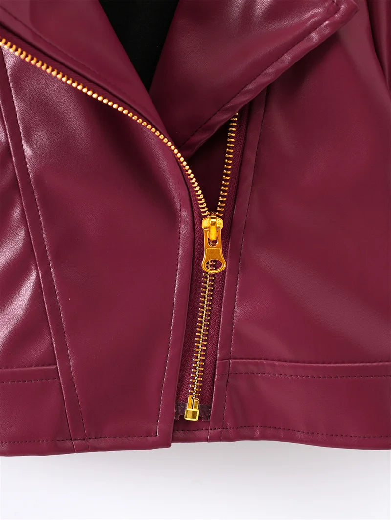 Girls Leather Jackets 2026 Spring Kids Cycling PU Leather Coats Autumn Children's Fashion Turn-down Clothing 2-6 Years Old