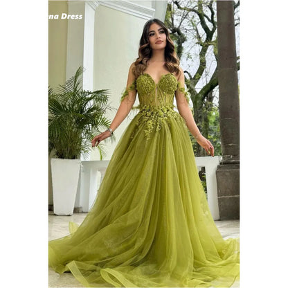 Lena Off-shoulder Evening Dresses Woman Elegant Dresses for Special Event Line A Luxury Women Evening Dress Custom Made Prom