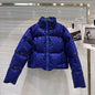 DEAT 2025 Winter New Trendy Shiny Sequin Fabric Stand Collar Warm Jacket For Women High Waist Cotton-padded Coat Female 11A07257