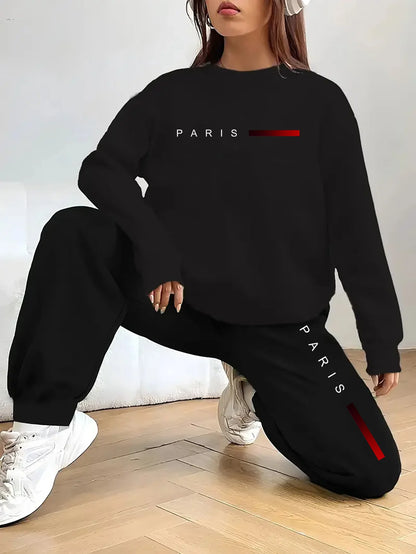 women Hoodies+sweatpant set Hip Hop Street Casual Printed Hoodie Oversize Loose New Sweatshirts Autumn Warm Fleece Clothing
