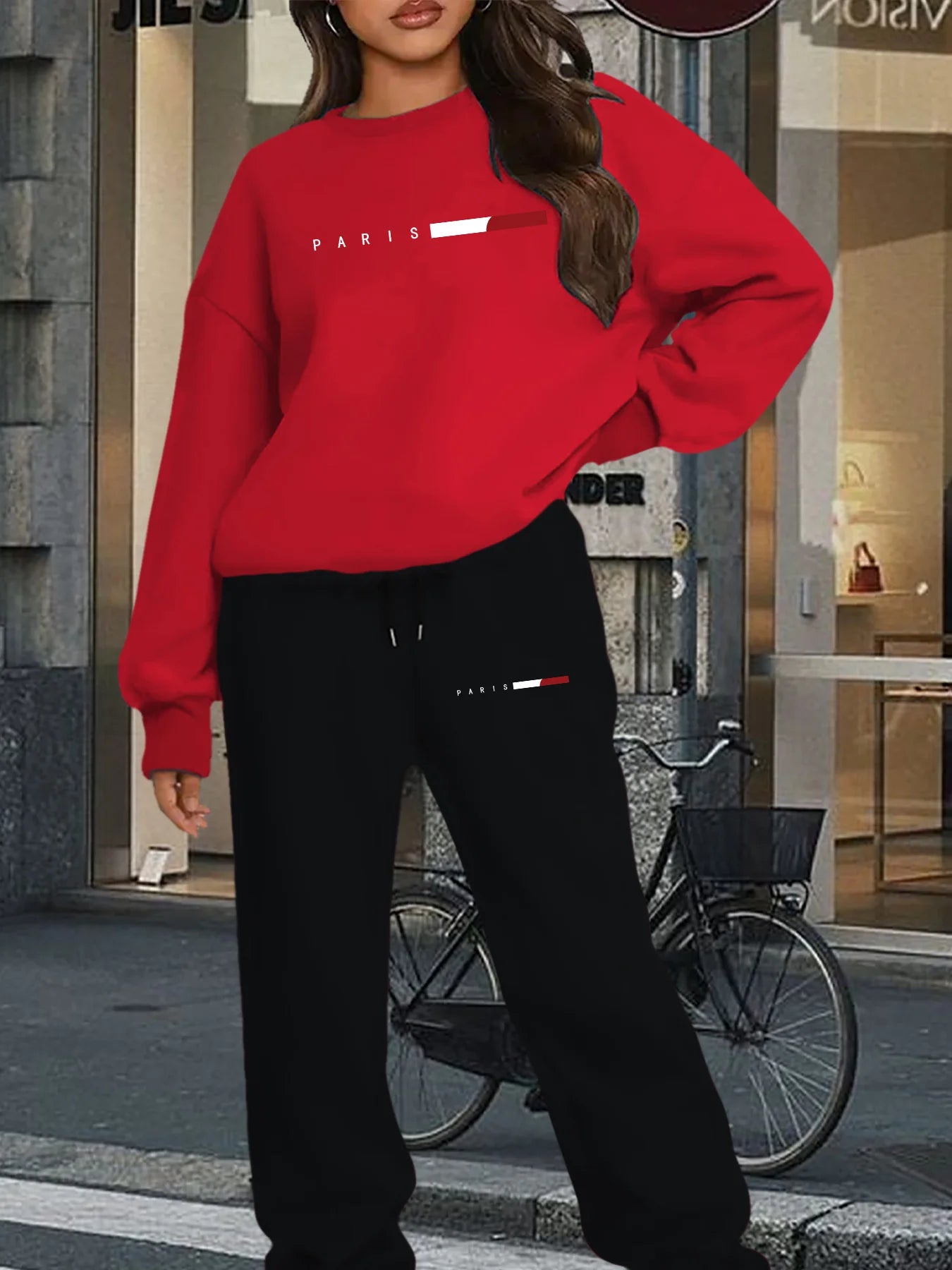 women Hoodies+sweatpant set Hip Hop Street Casual Printed Hoodie Oversize Loose New Sweatshirts Autumn Warm Fleece Clothing