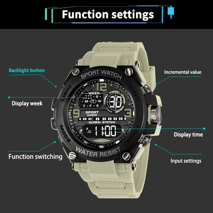 Fashion Sport Electronic Watch Waterproof Stopwatch Man Watches Luminous Alarm Clock Digital Wristwatch