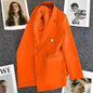 Slim Fit Ladies' Suit Jacket Double Row Metal Buckle Commuter Style Korean Elegance Thin Spring Women's Outerwear