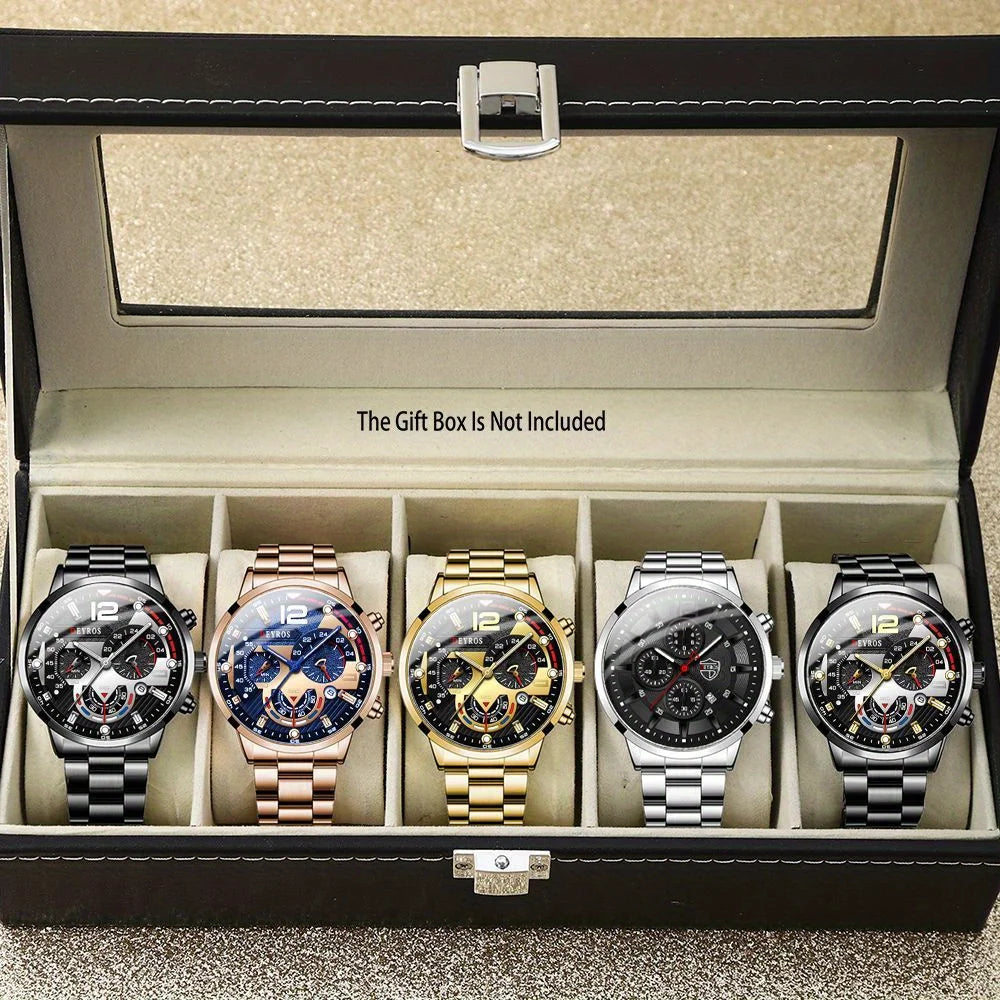 5p/set Business Casual Fashion Watch Set for Men, Travel Party Meeting Fashion Quartz Watch Set for Men, Halloween Gifts
