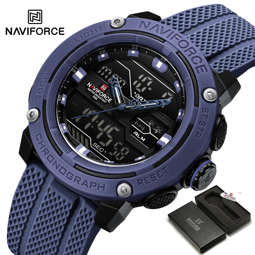 NAVIFORCE Luxury Watch Sport Waterproof Male Clock Date Digital Quartz Men Watch Double Display Wristwatch 2025 New reloj homb