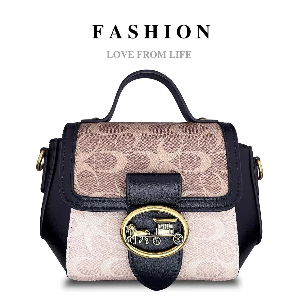 New minimalist and fashionable small handbag, contrasting color women's bag, high-end carriage crossbody bag, portable box bag