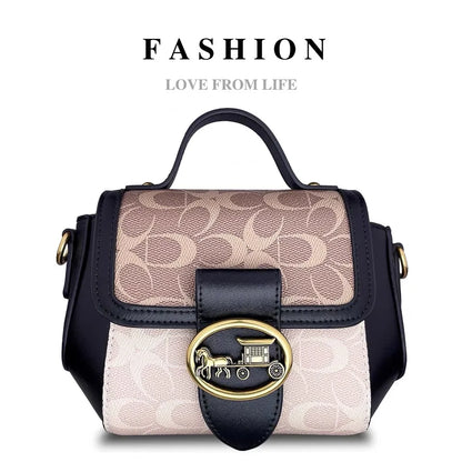 New minimalist and fashionable small handbag, contrasting color women's bag, high-end carriage crossbody bag, portable box bag