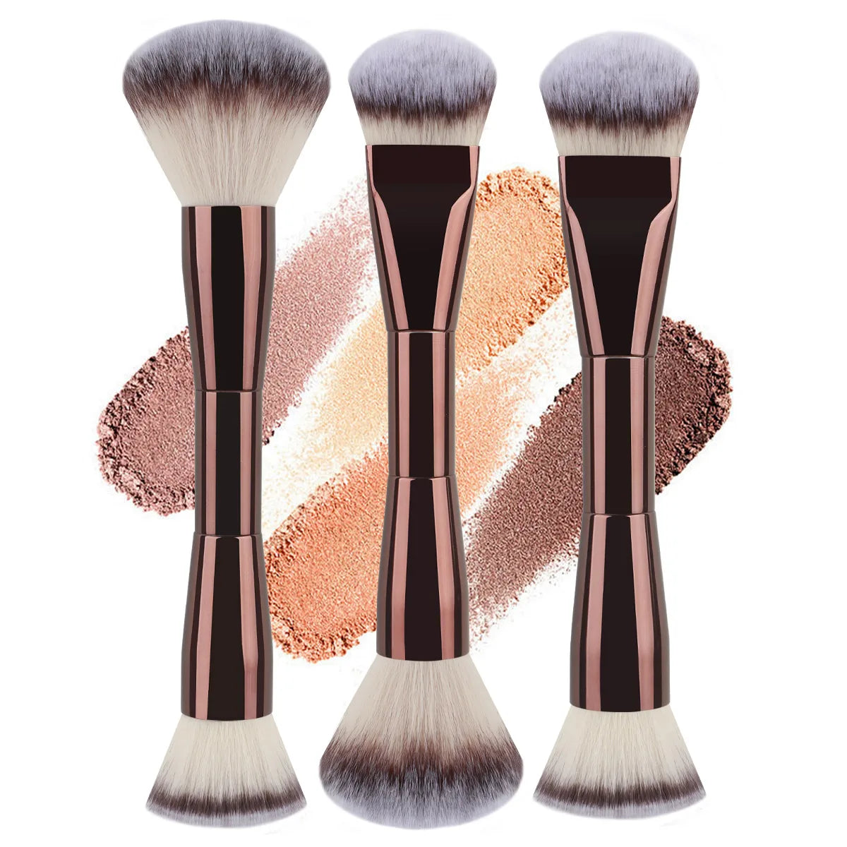 3 styles Double-headed Makeup Brush With Soft Bristles Foundation Brush Blush Brush BB Cream Makeup Brush Portable Makeup Tool