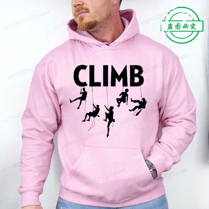Hoodie Born To Climb, Mountain Hiking Rock Climbing Printed Unisex Sweatshirt Harajuku Hip Hop Hoodie Casual Fashion Streetwear