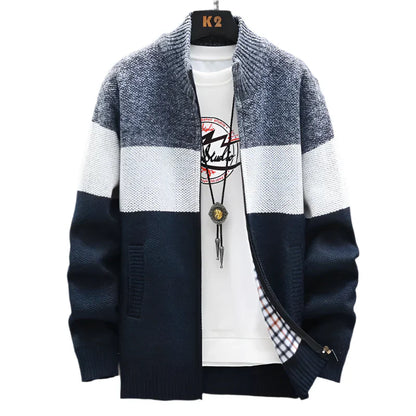 Mens Fleece Zipper Cardigan Winter Jacket Sweater