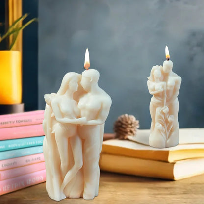 3D Valentine's Day Candle Mold DIY Handheld Rose Couple Kiss Sculpture Aromatherapy Gypsum Mold Chocolate Cake Baking Decor Gift