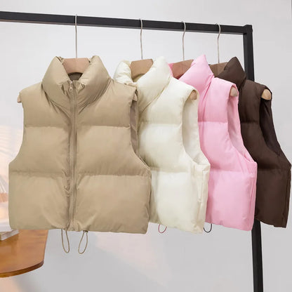 HLJ&GG Winter New Puffer Vest 3 Piece Sets Women Zipper Long Sleeve Top+Cotton Jacket+Legging Pants Outfits Casual Tracksuits BR