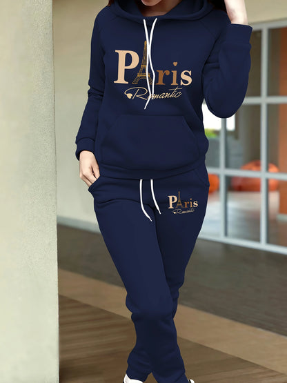 women Hoodies+sweatpant set Hip Hop Street Casual Printed Hoodie Oversize Loose New Sweatshirts Autumn Warm Fleece Clothing