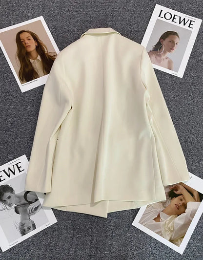 Slim Fit Ladies' Suit Jacket Double Row Metal Buckle Commuter Style Korean Elegance Thin Spring Women's Outerwear
