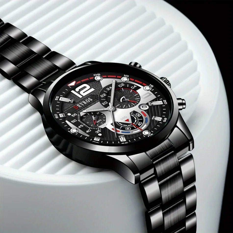 5p/set Business Casual Fashion Watch Set for Men, Travel Party Meeting Fashion Quartz Watch Set for Men, Halloween Gifts