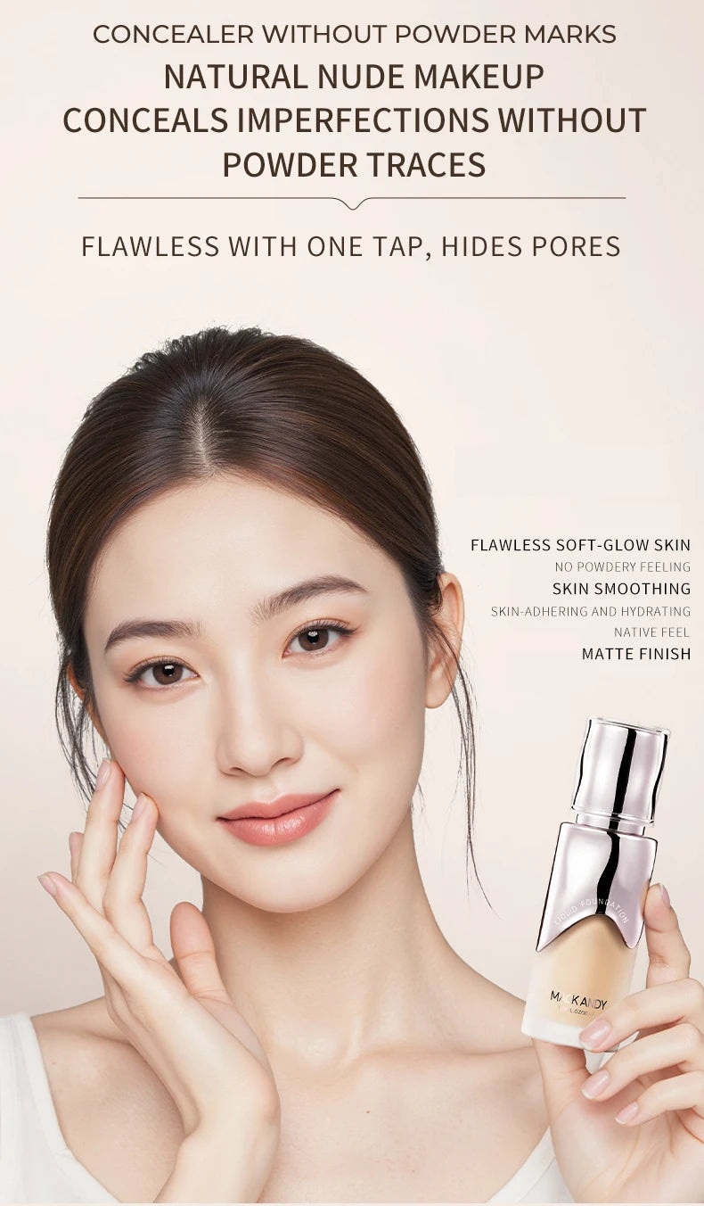 MACKANDY Natural Botanical Liquid Foundation Full Coverage Non-Greasy for Combo &Oily Skin Easy-to-apply Matte Finish Foundation