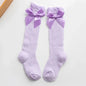 Cute Big Bowknot Newborn Baby Socks Outdoor Mosquito Proof Mesh Baby Girl Boys Socks Solid Color Infant Toddler Knee High Socks