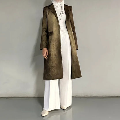 VTKW Halo Dyed Buttonless Lapel Design With High-quality 2025 Spring New Women's Blazer Versatile Long Suit Jacket