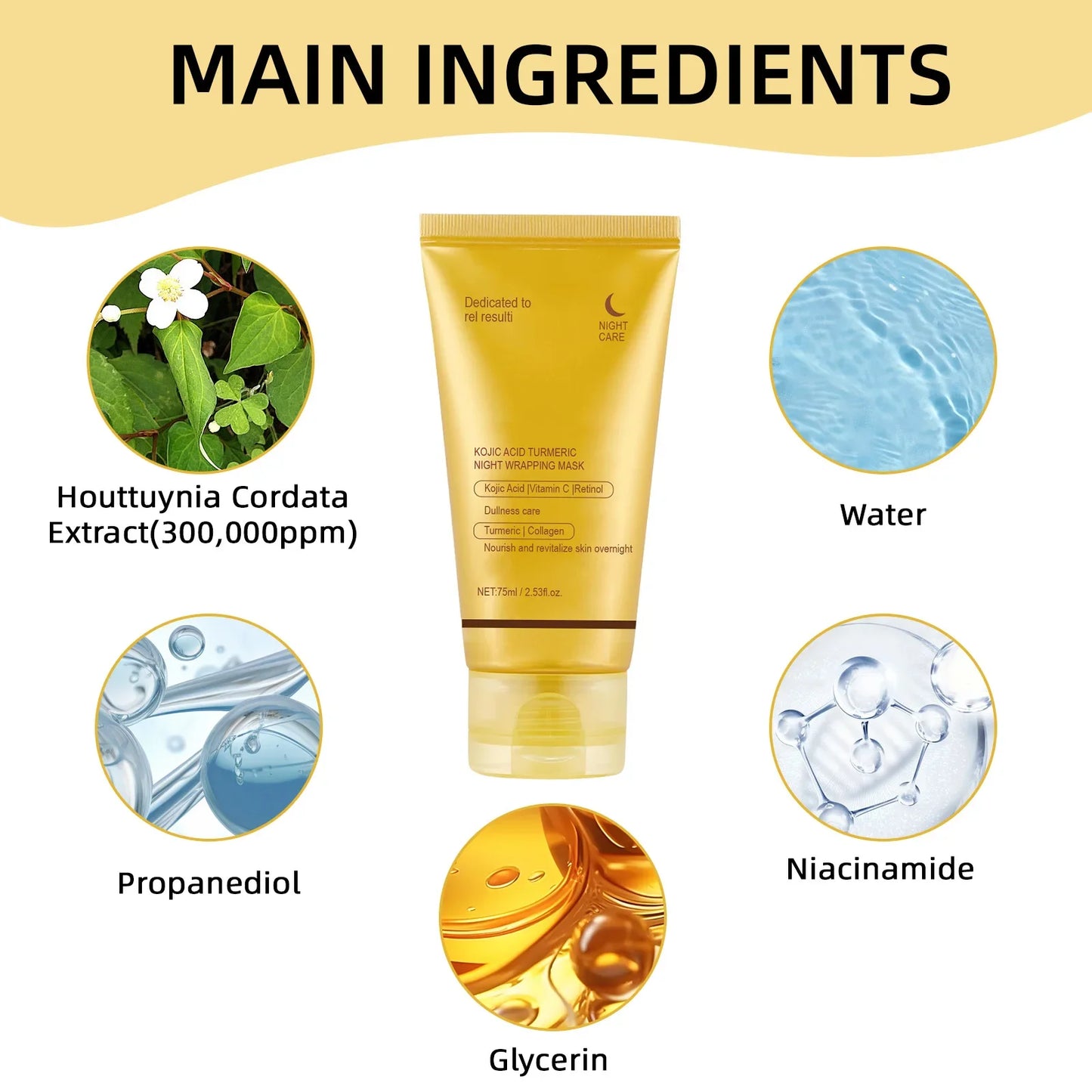 Turmeric Collagen Night Mask Hydrating Moisturizing Brightening Hydrating To Improves Spots Acne Dullness Skin Peel-off Mask