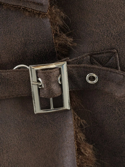 HH Women 2025 Winter New Fashion Versatile Fur One-Piece Thickened Jacket Female Personality Temperament Warm Retro Coat Mujer