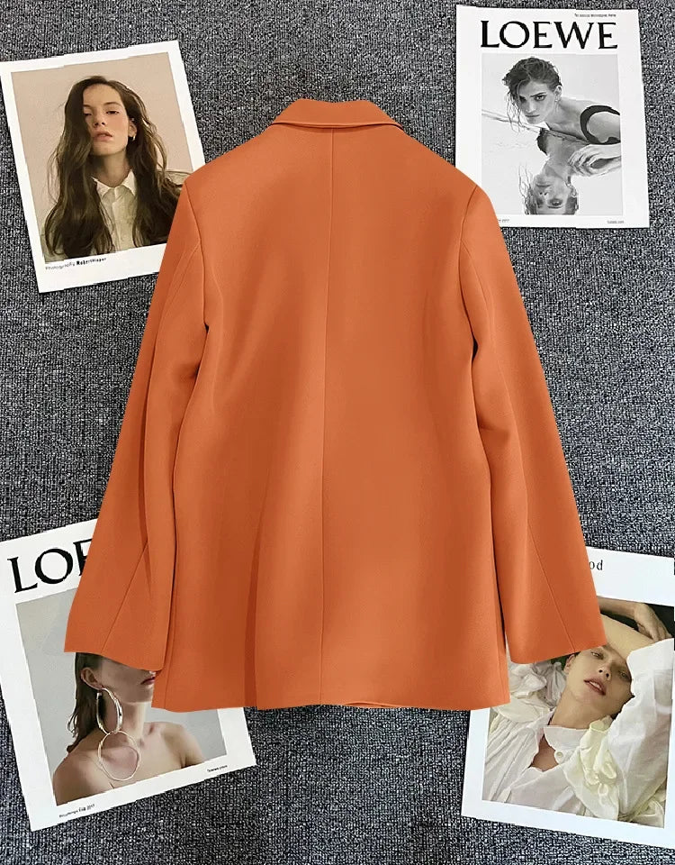 Slim Fit Ladies' Suit Jacket Double Row Metal Buckle Commuter Style Korean Elegance Thin Spring Women's Outerwear