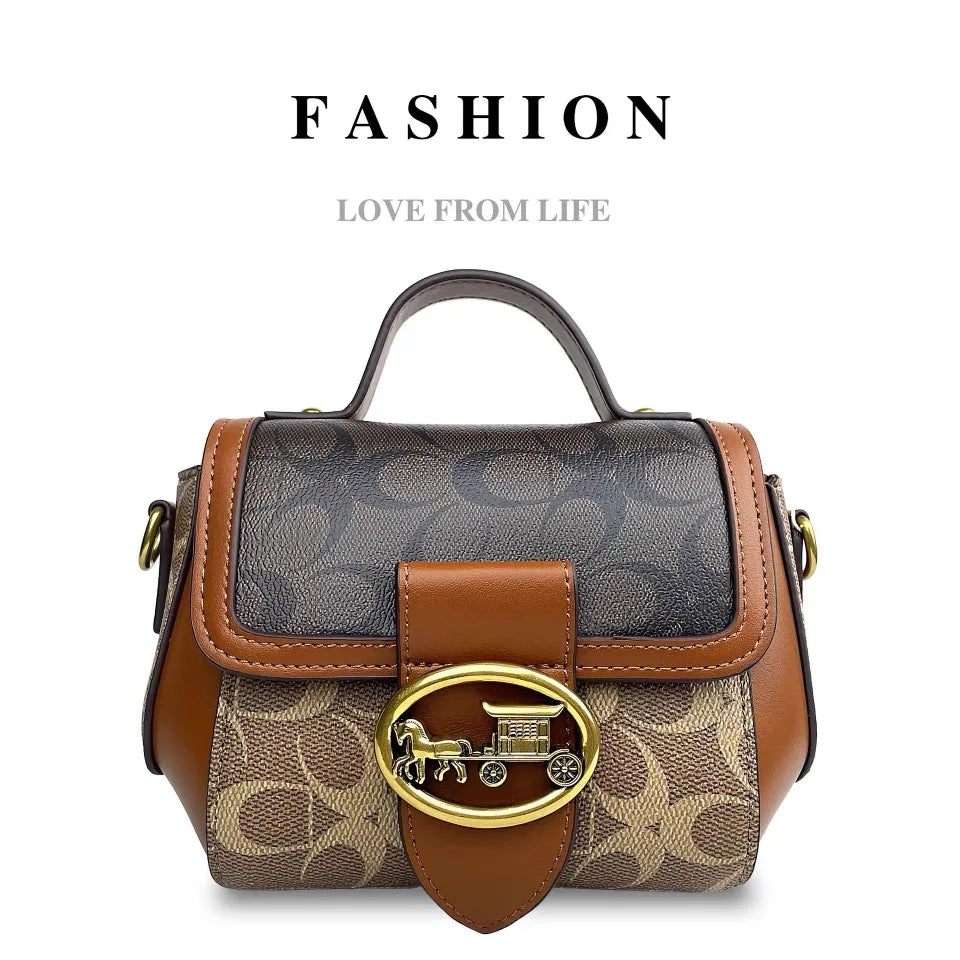 New minimalist and fashionable small handbag, contrasting color women's bag, high-end carriage crossbody bag, portable box bag
