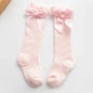 Cute Big Bowknot Newborn Baby Socks Outdoor Mosquito Proof Mesh Baby Girl Boys Socks Solid Color Infant Toddler Knee High Socks