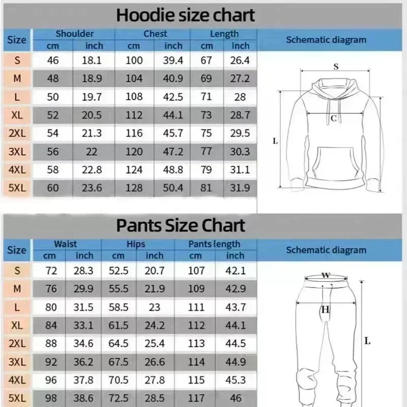 2026 Autumn/Winter New Men's Hoodie Set Y2K Fashion Warm Hoodie+sweatpants 2-piece Set Casual Loose Sportswear Set