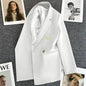 Slim Fit Ladies' Suit Jacket Double Row Metal Buckle Commuter Style Korean Elegance Thin Spring Women's Outerwear