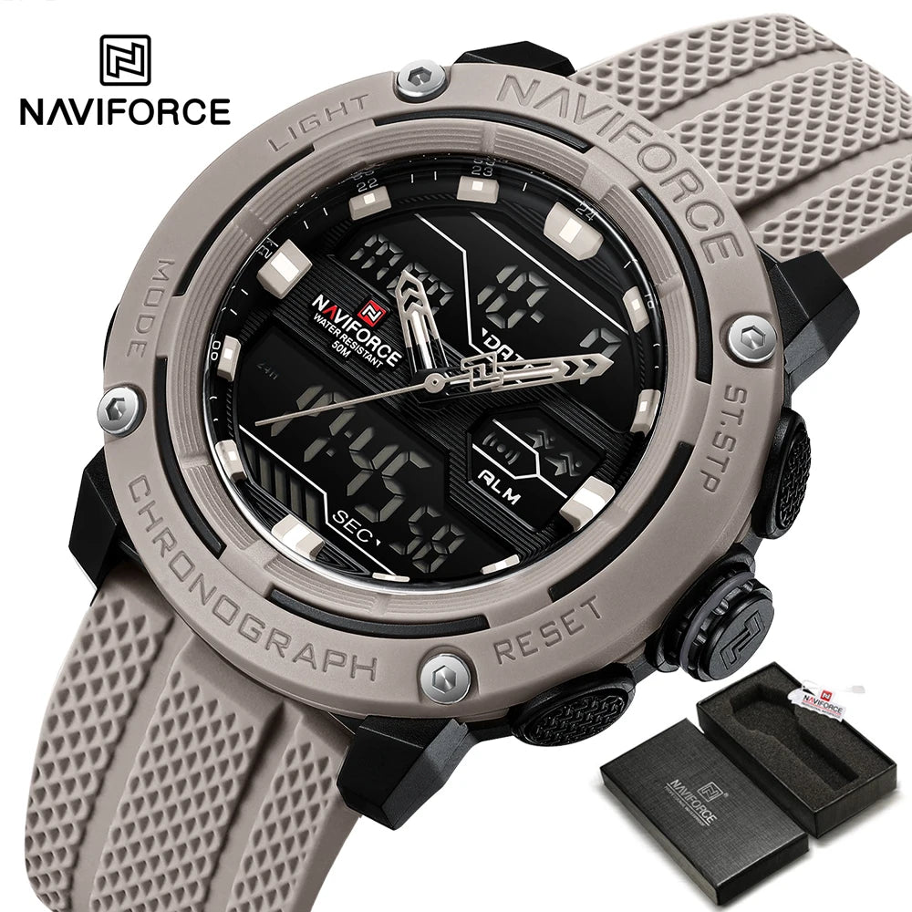 NAVIFORCE Luxury Watch Sport Waterproof Male Clock Date Digital Quartz Men Watch Double Display Wristwatch 2025 New reloj homb