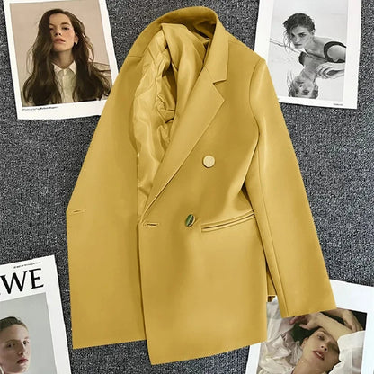 Slim Fit Ladies' Suit Jacket Double Row Metal Buckle Commuter Style Korean Elegance Thin Spring Women's Outerwear