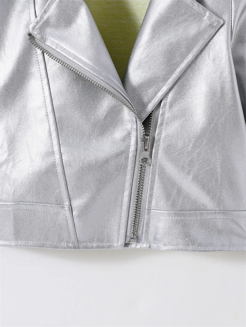 Girls Leather Jackets 2026 Spring Kids Cycling PU Leather Coats Autumn Children's Fashion Turn-down Clothing 2-6 Years Old