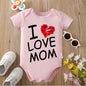 I Love Mom Exquisite Print 100% Cotton Cloths Comfortable Soft Onesie Bodysuit for Baby Jumpsuit for 0 To 12 Months Newborn