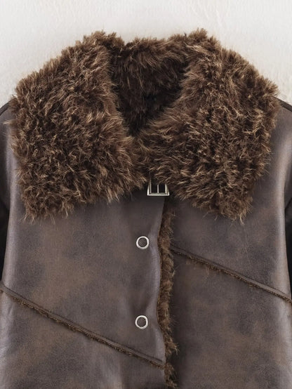 HH Women 2025 Winter New Fashion Versatile Fur One-Piece Thickened Jacket Female Personality Temperament Warm Retro Coat Mujer