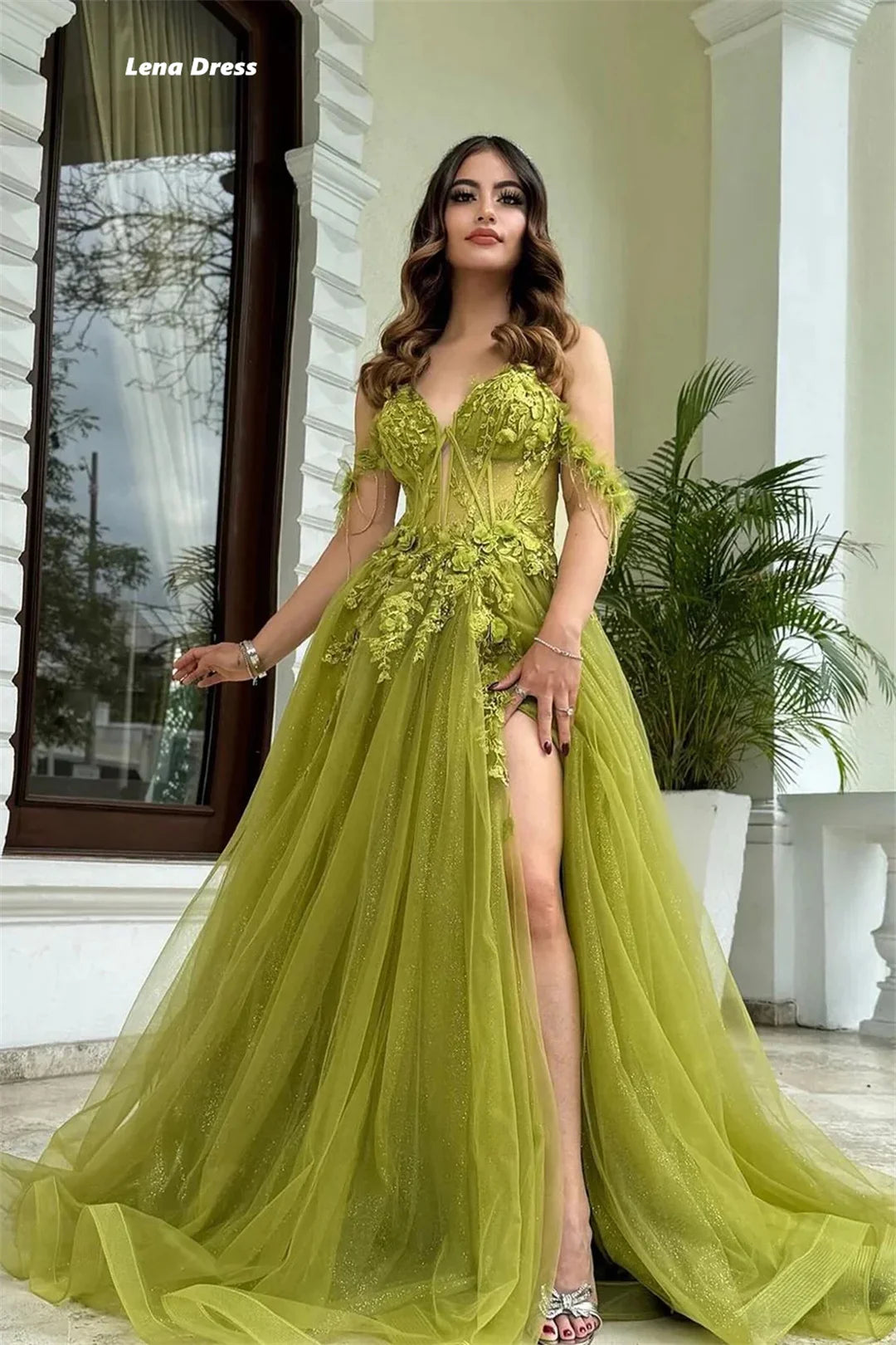 Lena Off-shoulder Evening Dresses Woman Elegant Dresses for Special Event Line A Luxury Women Evening Dress Custom Made Prom