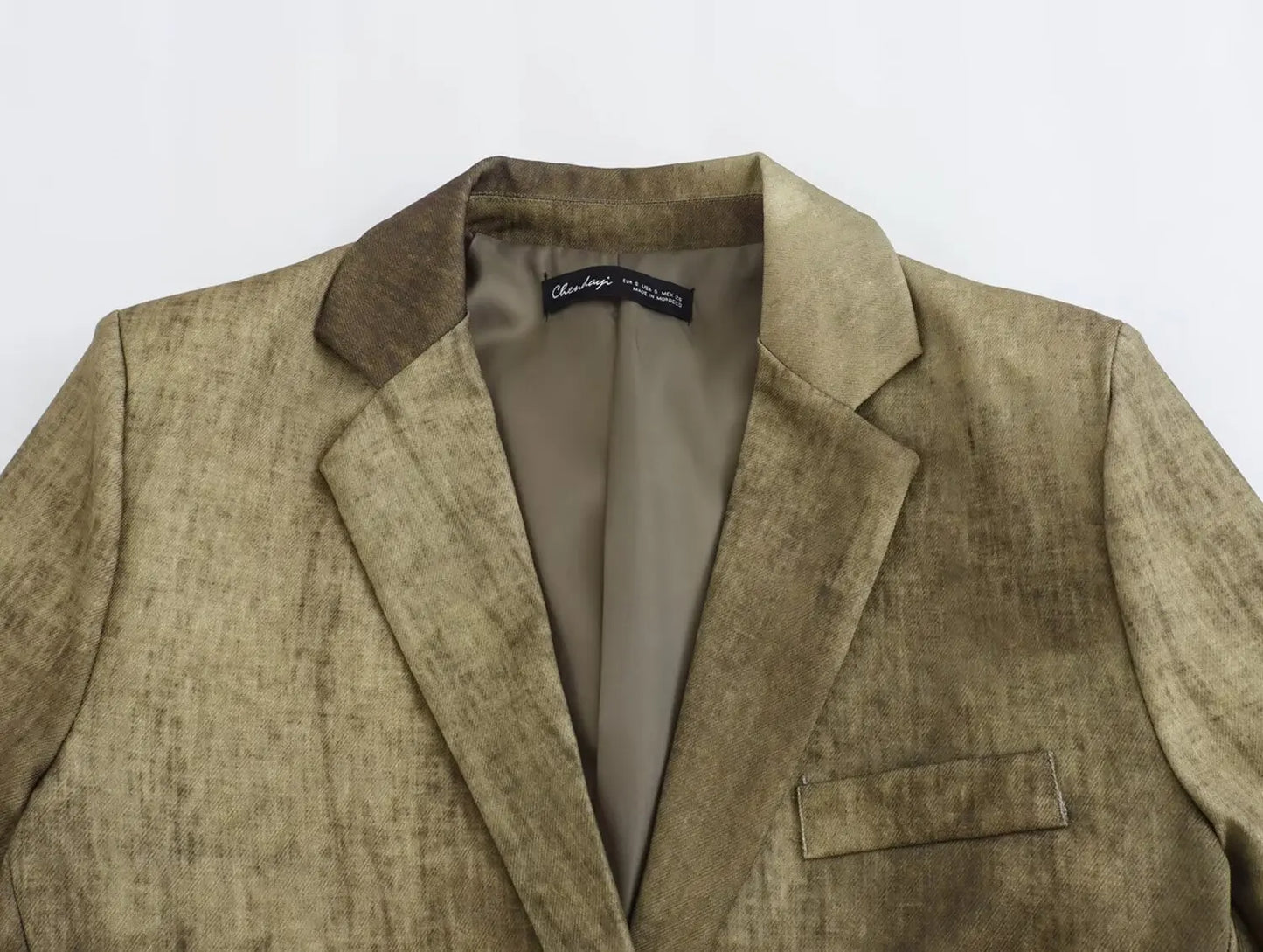 VTKW Halo Dyed Buttonless Lapel Design With High-quality 2025 Spring New Women's Blazer Versatile Long Suit Jacket
